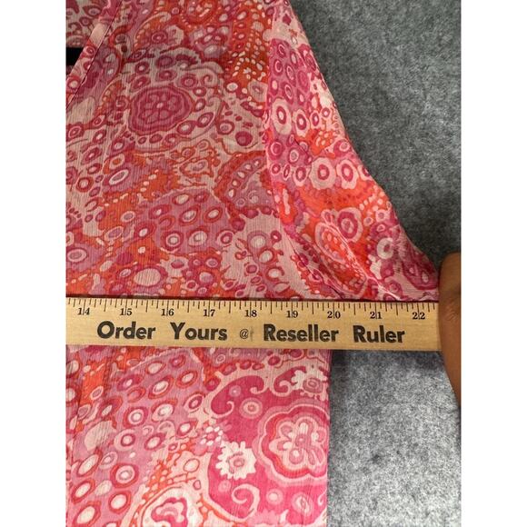 VTG TGM Top Women 18/20 Pink Semi Sheer Paisley Print Whimsical Fairy Boho Y2K - Picture 5 of 9